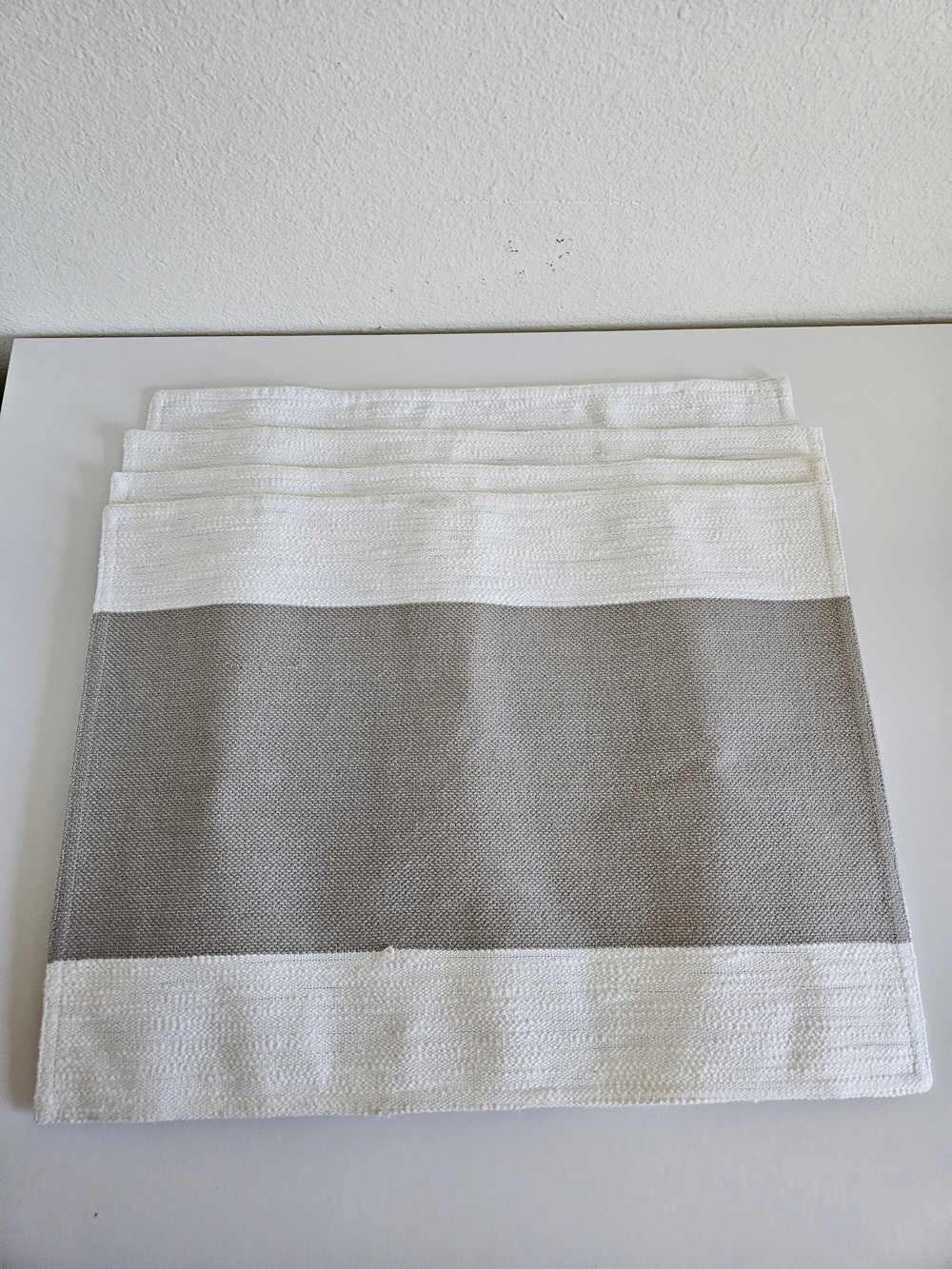 West Elm Placemats White and Gray Colorblock - Set Of 4